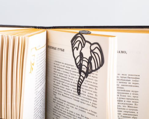 Metal bookmark Elephant head, Black