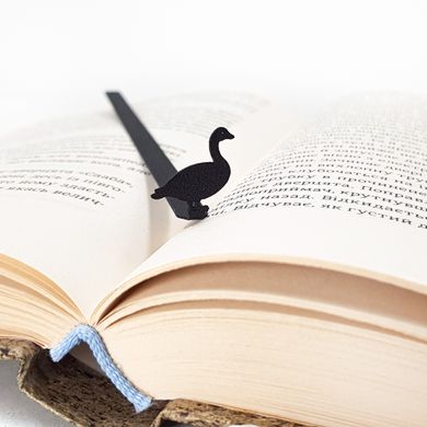 Metal bookmark Goose, Black