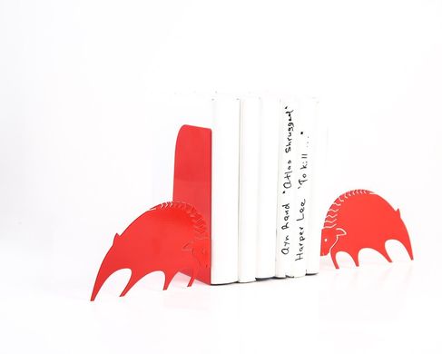 Metal bookends «Butting bulls» by Atelier Article, Red