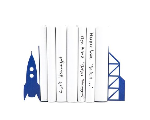 Children's Bookends "Flight to the Moon" by Atelier Article, Navy
