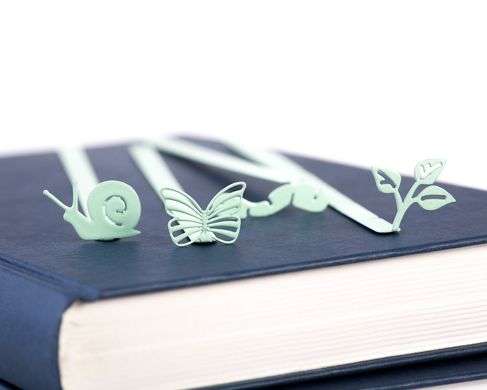 Metal Bookmark "Snail" Nature series by Atelier Article, Green