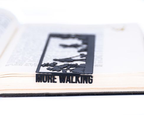 Black metal bookmark Walking and Reading, Black