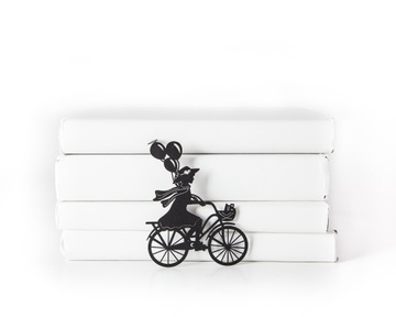 Metal bookmark / Girl on the bike with Balloons / Atelier Article, Black