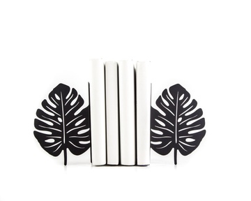 Metal Bookends "Monstera" Functional decor by Atelier Article, Black