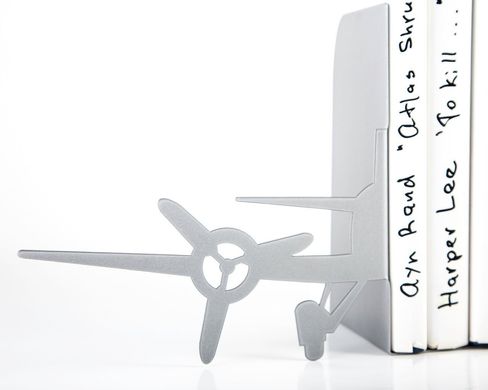 Unique metal bookends «A Plane from the Past» by Article Republic, Silver