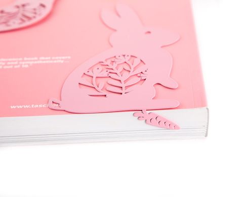 Bunny metal bookmark, Pink