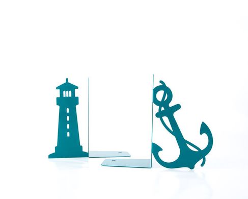 Metal Bookends "Lighthouse and anchor" / sea theme nursery by Atelier Article, Blue