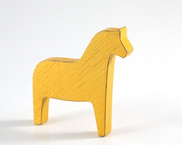 Scandinavian Dala horse wooden toy decor for Christmas // Christmas stocking stuffer, Yellow
