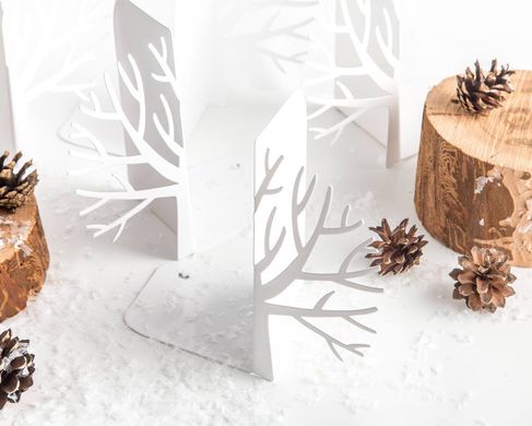 Unique Metal bookends «Winter trees» by Atelier Article, White