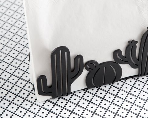 Modern black metal napkin holder Cactuses by Atelier Article, Ukraine.