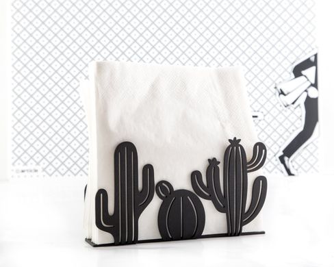 Modern kitchen black metal napkin holder Cactuses by Atelier Article.
