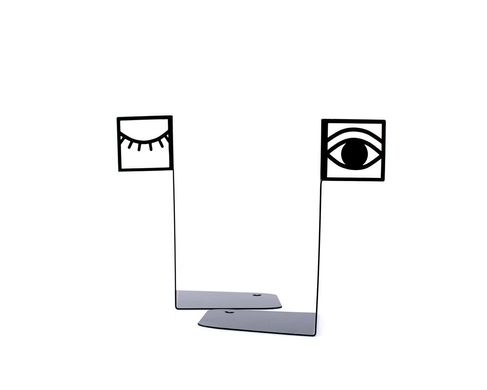 Metal Bookends «One eye closed», Black
