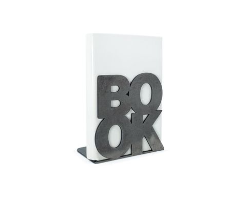 Thick Metal Bookends BookOne. Industrial style simple modern functional shelf decor.