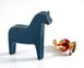 Scandinavian Dala horse wooden decor, navy // Primitive toy // by Atelier Article, Blue