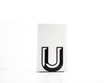 One metal bookend U -Letters are beautiful- alphabet series use to spell initials by Atelier Article, Black
