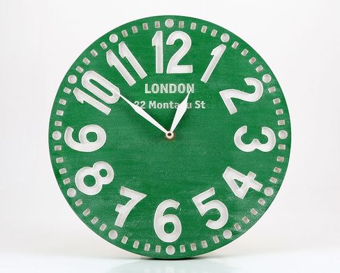 Wall clock hand painted clock "London" emerald green light by Atelier Article
