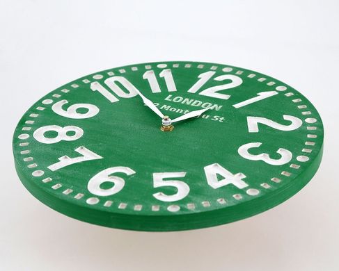 Wall clock hand painted clock "London" emerald green light by Atelier Article
