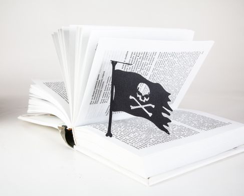 Unique bookmark for pirates fans - Jolly Roger Flag, Black