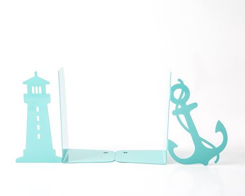 Metal Bookends "Lighthouse and anchor", Green