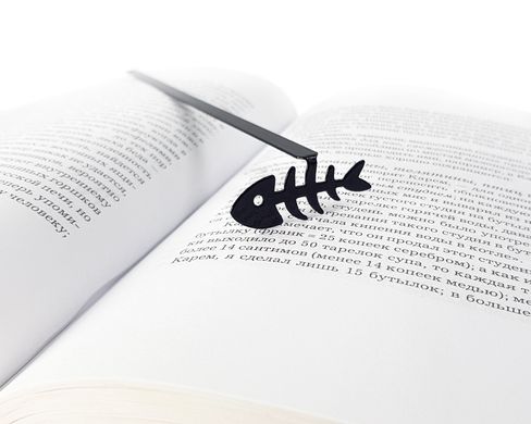 Metal Book Bookmark "Fishbone" by Atelier Article, Black