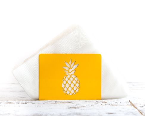 Yellow metal napkin holder Banana and Pineapple. Designed and made in Ukraine.