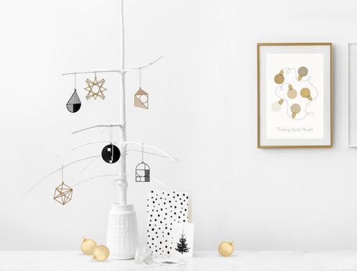 Minimalistic Bauhaus Geometry inspired Xmas ornaments a set of 6 // by Atelier Article, Assorted
