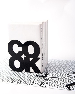 One metal kitchen bookend // CookOne Black // functional kitchen decor by Atelier Article, Black
