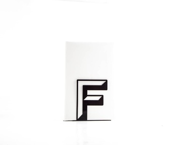 One metal bookend F -Letters are beautiful- alphabet series by Atelier Article, Black